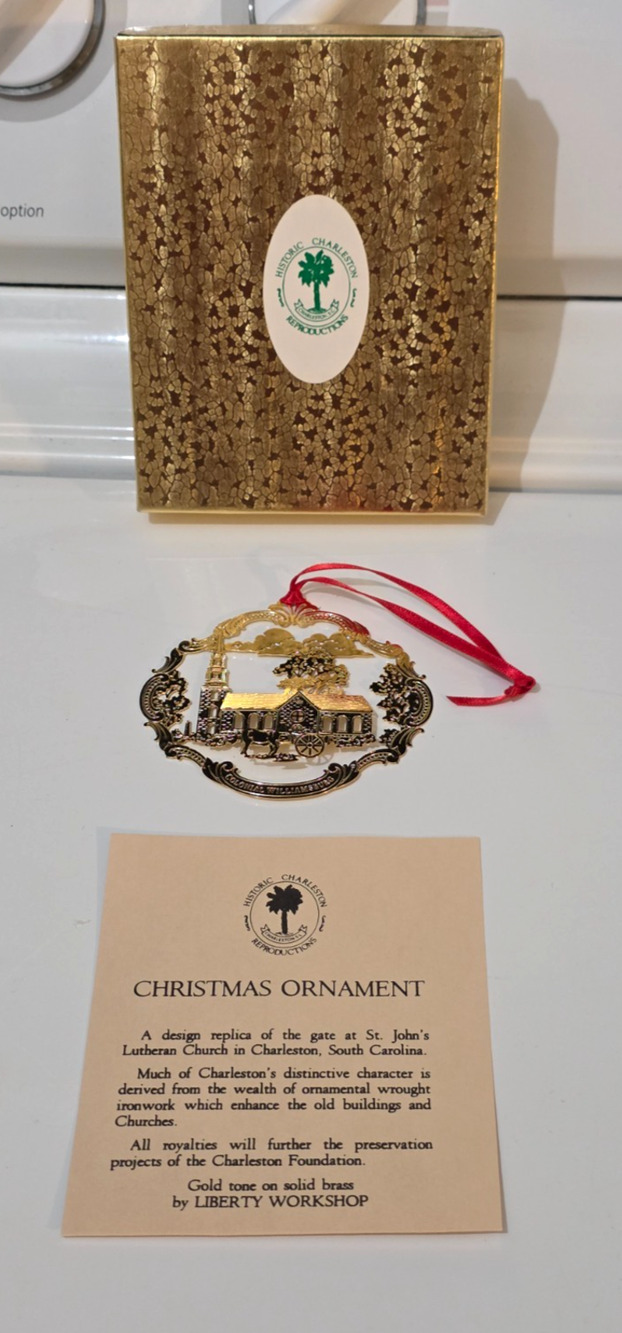 St. John's Lutheran Church in Charleston, SC Ornament Gold On Brass 3"